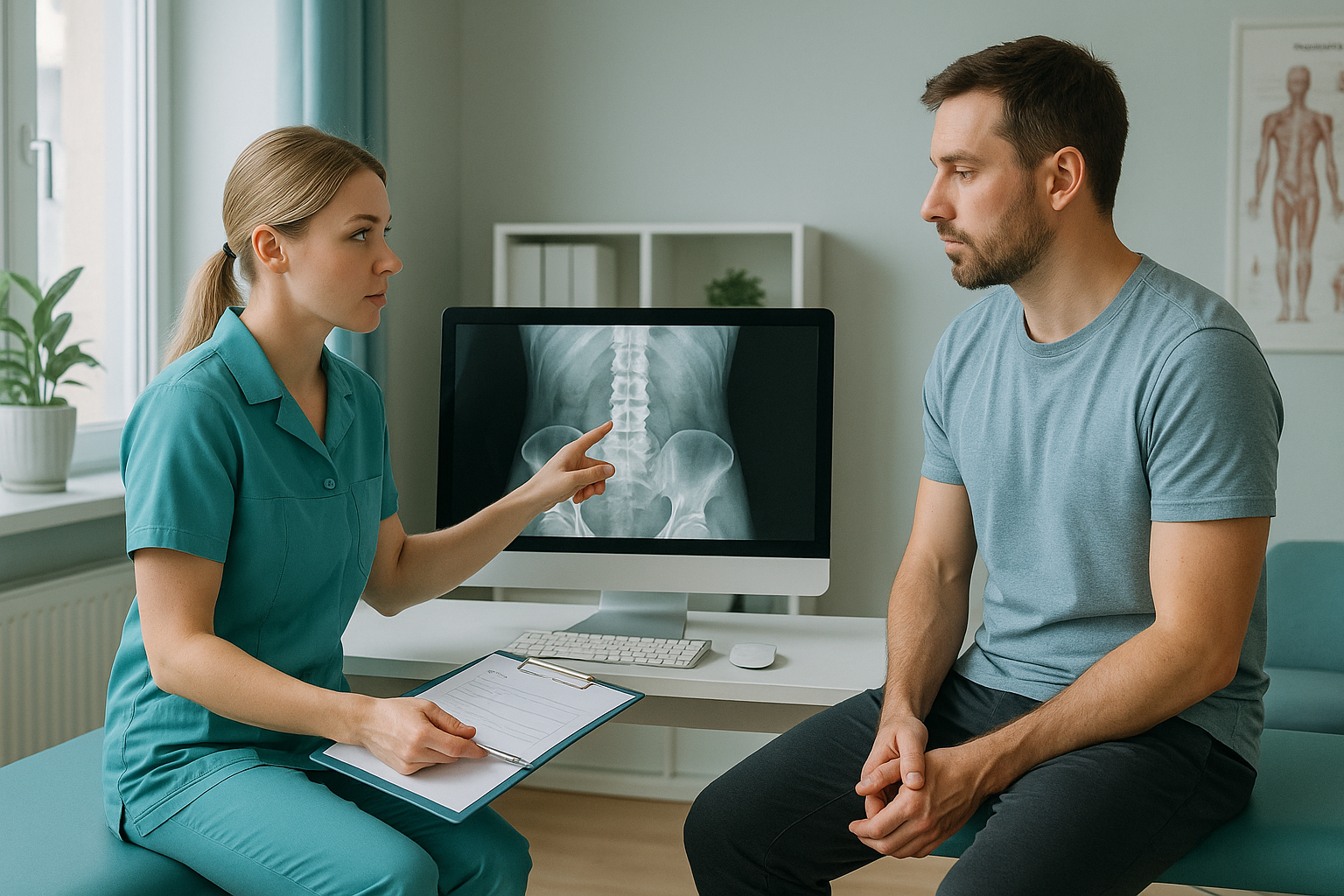 When Should a Physiotherapist Refer a Patient for Standing Imaging? — ScanAlign clinic illustration