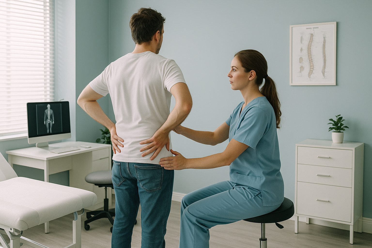Back Pain Clinic: What to Expect from an Assessment — ScanAlign clinic illustration