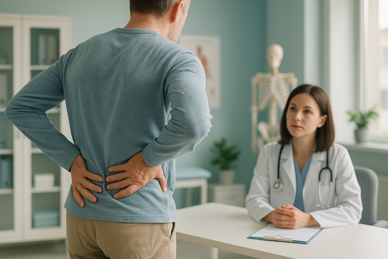 Why Does My Back Hurt Only When I Stand? — ScanAlign clinic illustration