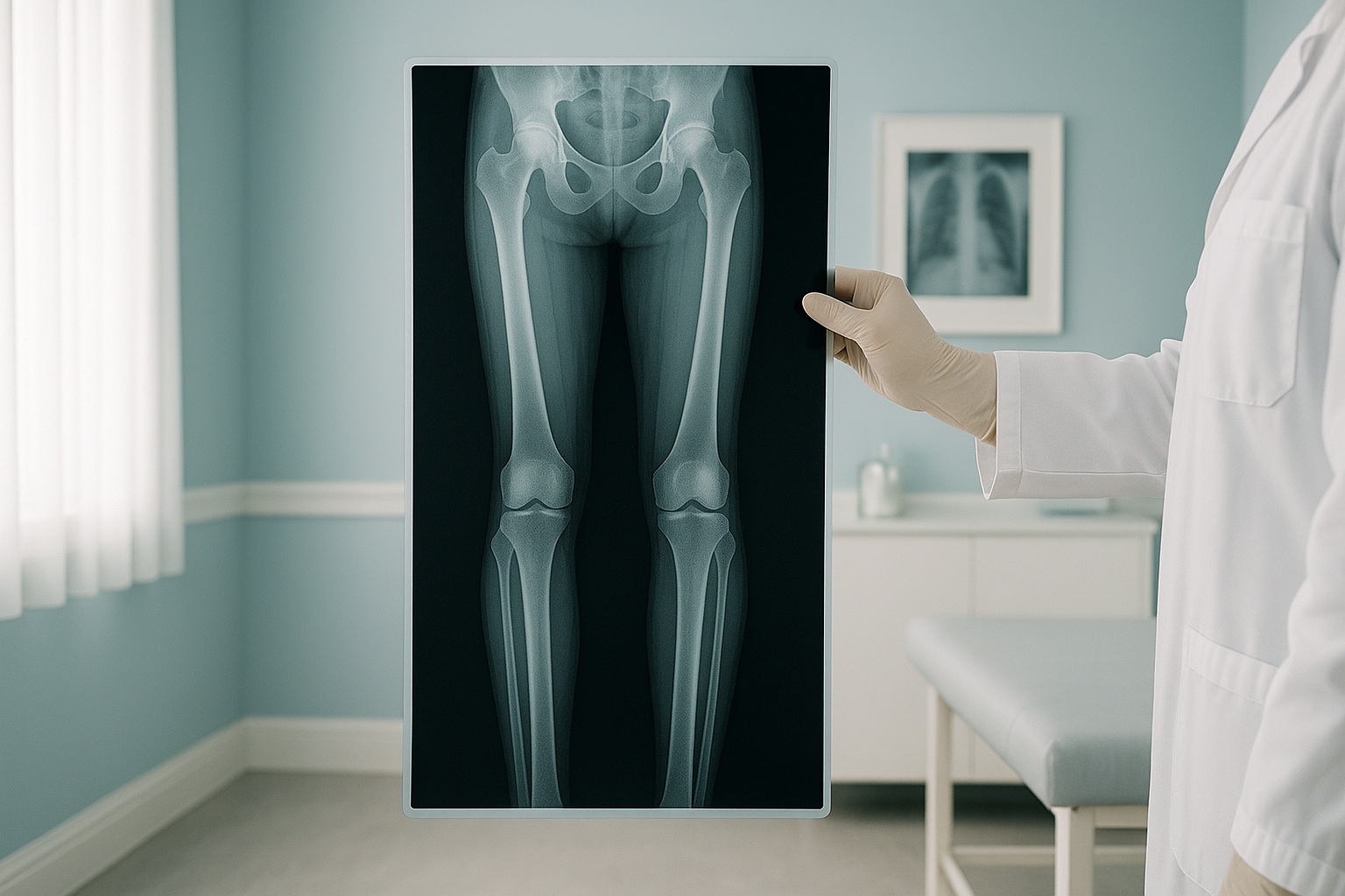 Full-Leg Standing X-ray: What It Shows — ScanAlign clinic illustration