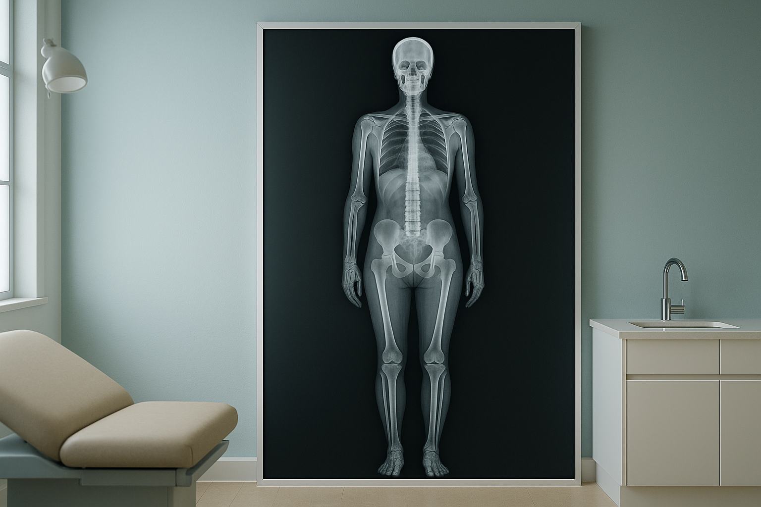 Full-Body & Full-Spine X-ray in One Low-Dose Scan — ScanAlign clinic illustration