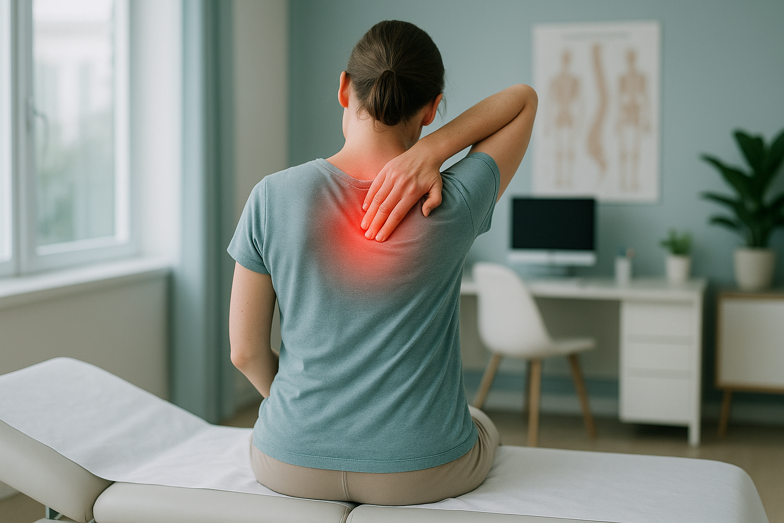 What Causes Upper Back Pain Between the Shoulder Blades? — ScanAlign clinic illustration