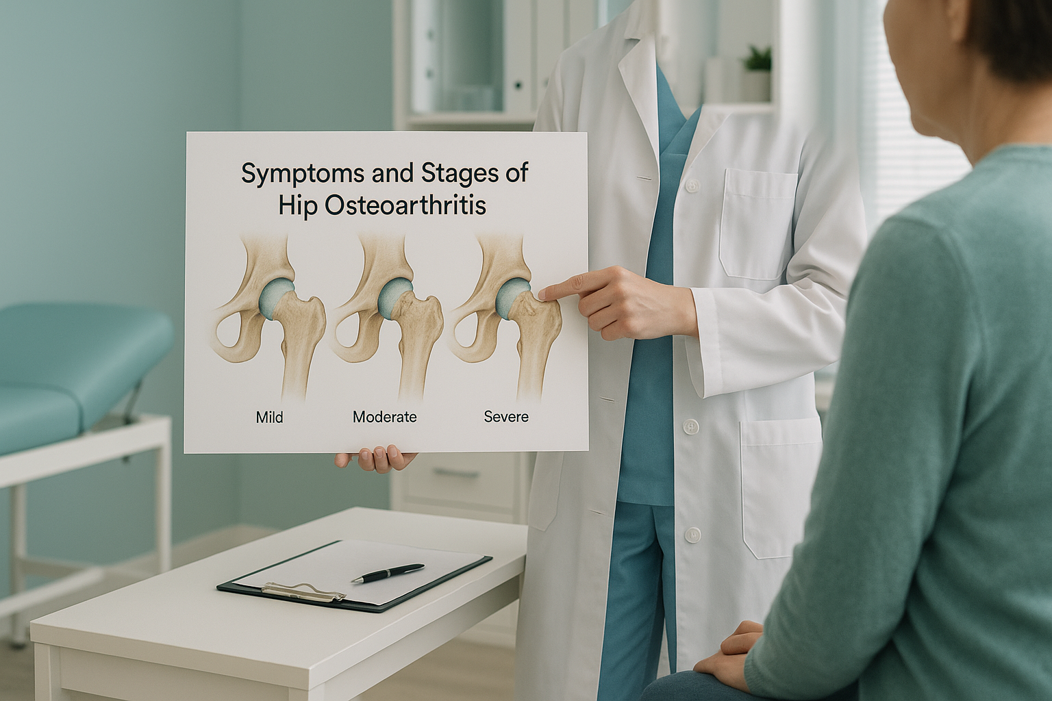 What Are the Symptoms and Stages of Hip Osteoarthritis? — ScanAlign clinic illustration