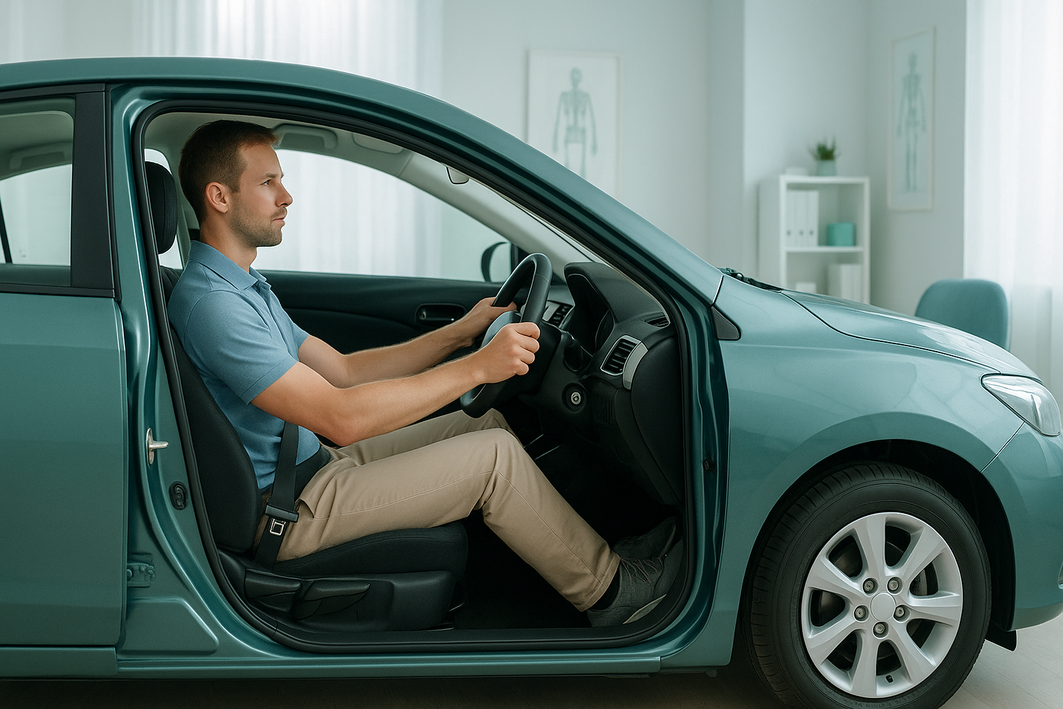 How Should You Sit When Driving to Avoid Back Pain? — ScanAlign clinic illustration